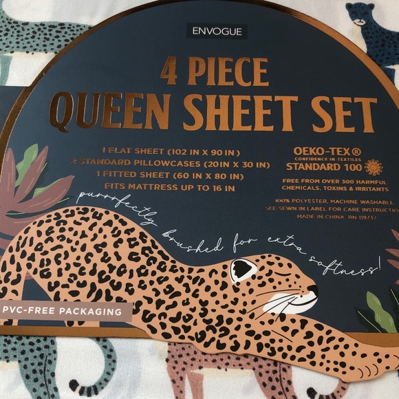 Nwt Envogue Cheetah Queen Sheet Set! - Picture 2 of 4